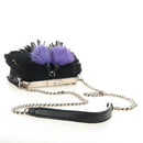 PRADA Chain Shoulder Bag Fur Black Silver Auth 187435SAM-7