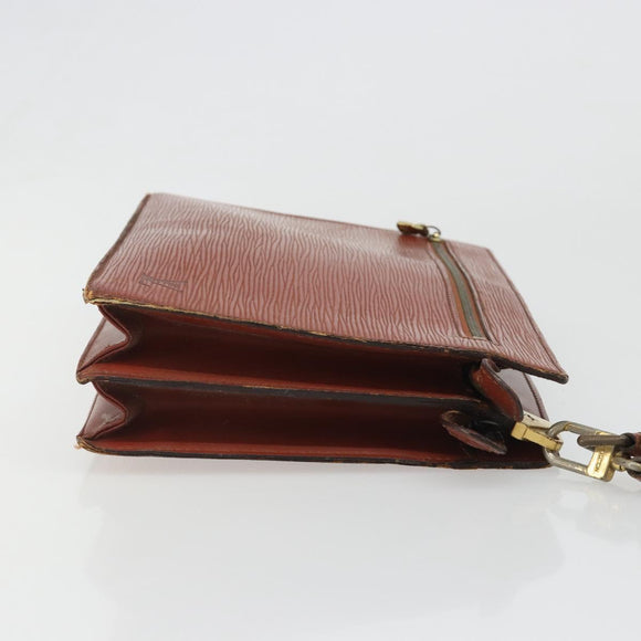 LOUIS VUITTON Epi Angian Clutch Bag Brown M52113 LV Auth 187442