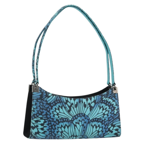 Salvatore Ferragamo Shoulder Bag Suede Blue Silver Auth 187443V