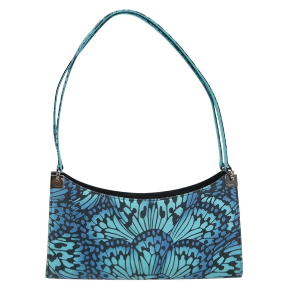 Salvatore Ferragamo Shoulder Bag Suede Blue Silver Auth 187443V