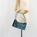 Salvatore Ferragamo Shoulder Bag Suede Blue Silver Auth 187443V-20