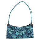 Salvatore Ferragamo Shoulder Bag Suede Blue Silver Auth 187443V-3
