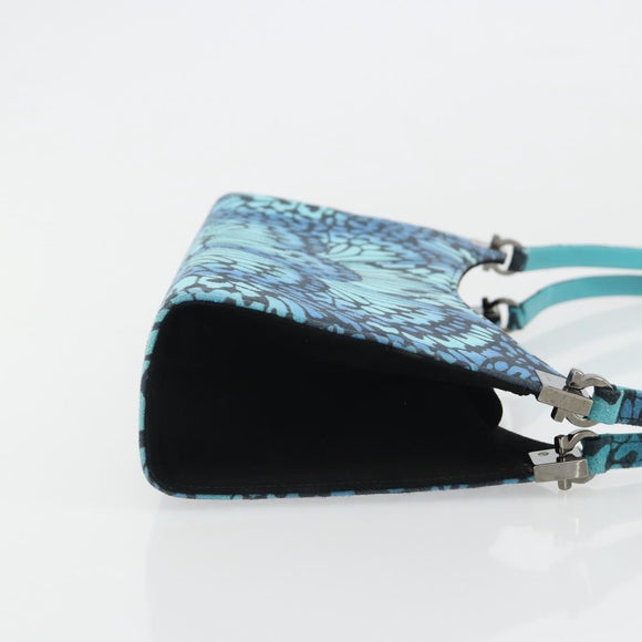 Salvatore Ferragamo Shoulder Bag Suede Blue Silver Auth 187443V