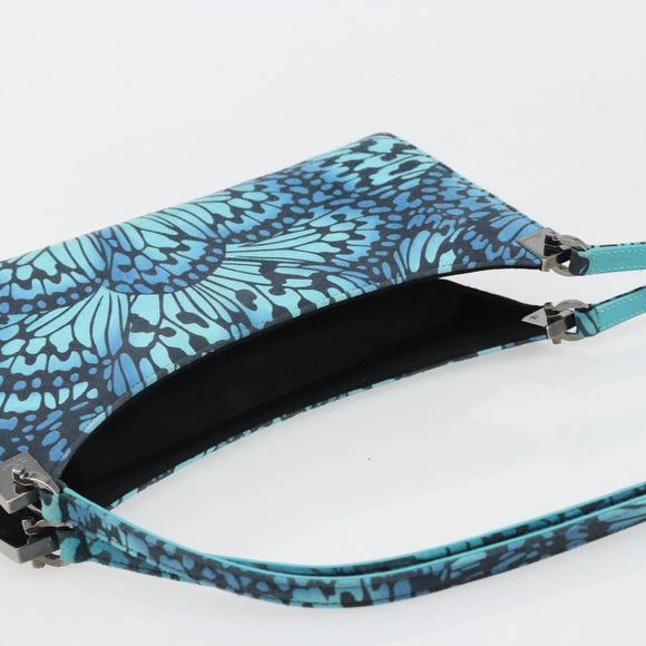 Salvatore Ferragamo Shoulder Bag Suede Blue Silver Auth 187443V