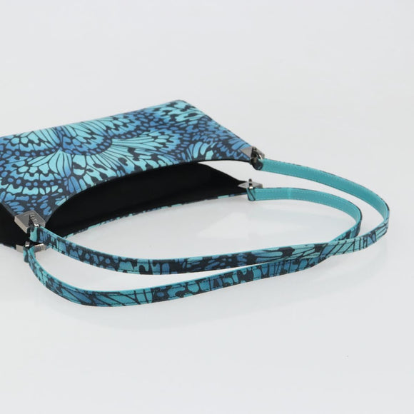 Salvatore Ferragamo Shoulder Bag Suede Blue Silver Auth 187443V
