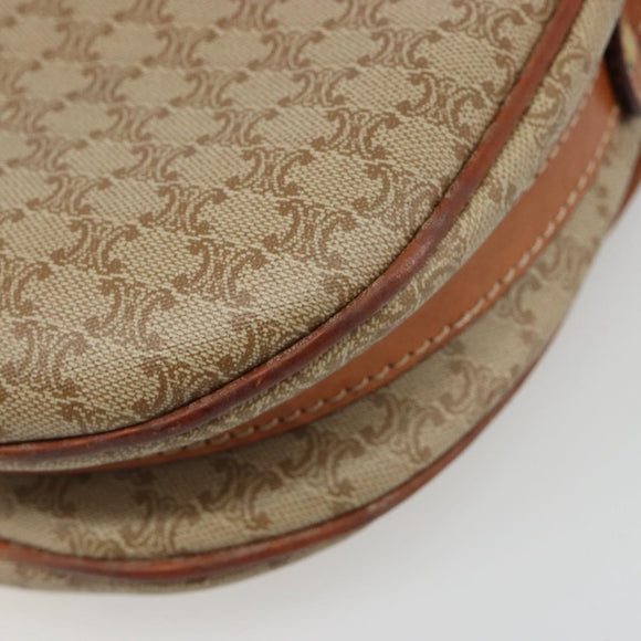 CELINE Macadam Canvas Shoulder Bag PVC Beige Gold Auth 187444A
