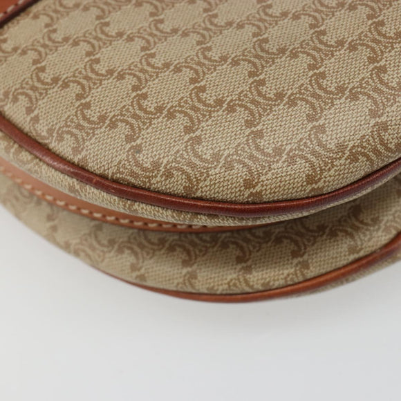 CELINE Macadam Canvas Shoulder Bag PVC Beige Gold Auth 187444A