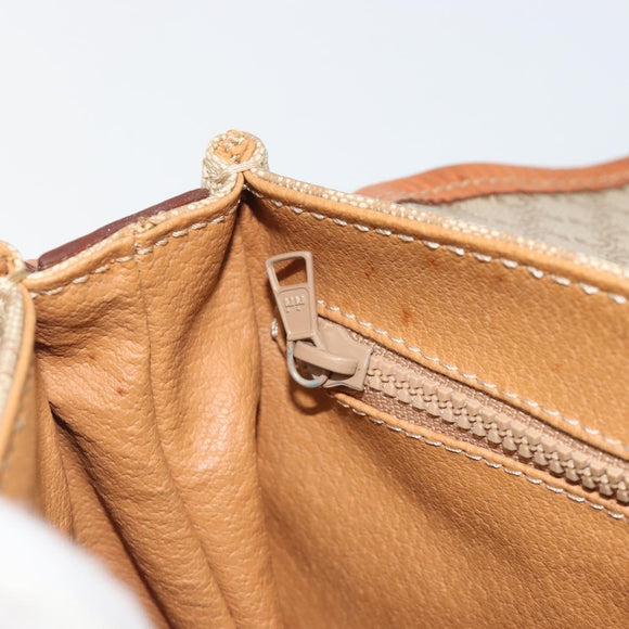 CELINE Macadam Canvas Shoulder Bag PVC Beige Gold Auth 187444A