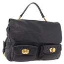 Miu Miu Shoulder Bag Leather 2way Black Gold Auth 187448V-1