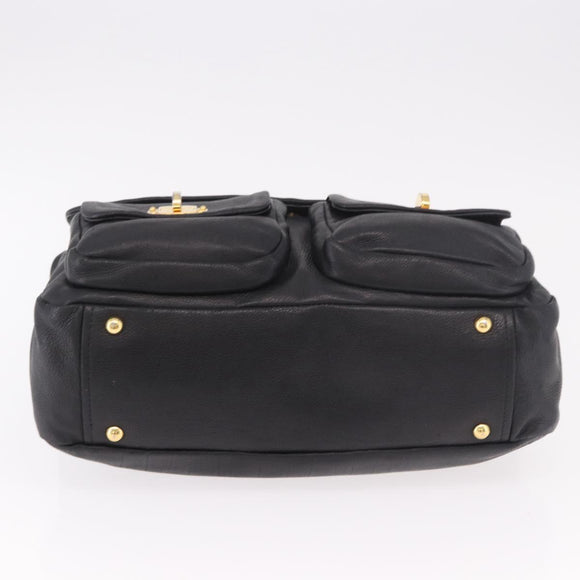 Miu Miu Shoulder Bag Leather 2way Black Gold Auth 187448V