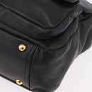 Miu Miu Shoulder Bag Leather 2way Black Gold Auth 187448V-16