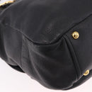 Miu Miu Shoulder Bag Leather 2way Black Gold Auth 187448V-17