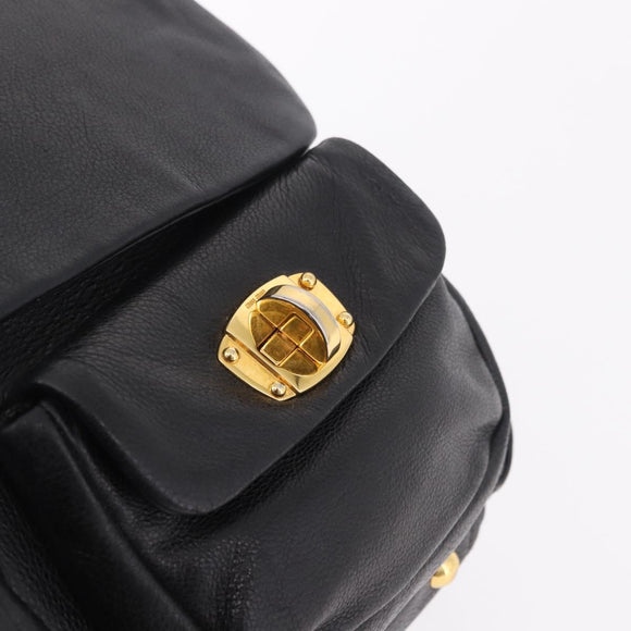 Miu Miu Shoulder Bag Leather 2way Black Gold Auth 187448V