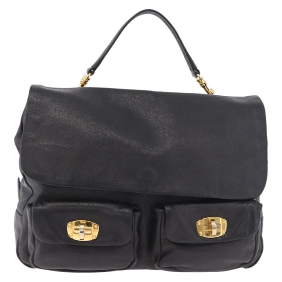 Miu Miu Shoulder Bag Leather 2way Black Gold Auth 187448V