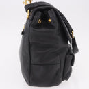 Miu Miu Shoulder Bag Leather 2way Black Gold Auth 187448V-4