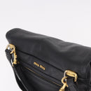 Miu Miu Shoulder Bag Leather 2way Black Gold Auth 187448V-6