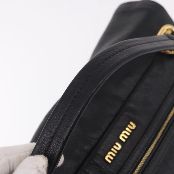 Miu Miu Shoulder Bag Leather 2way Black Gold Auth 187448V