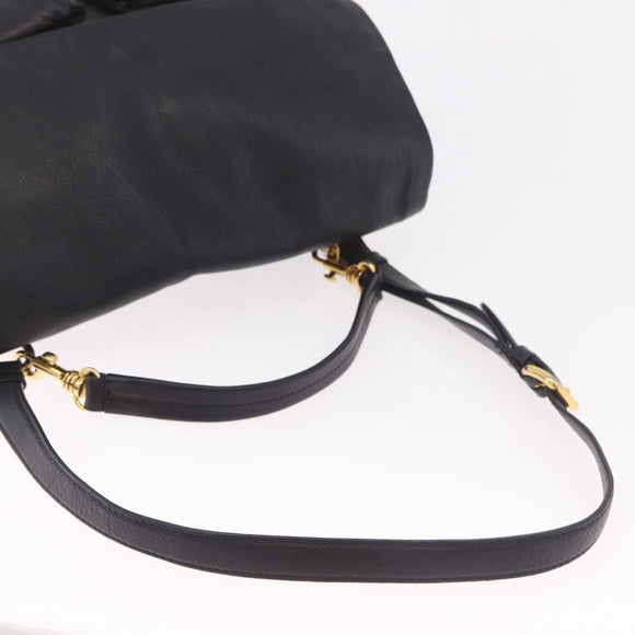 Miu Miu Shoulder Bag Leather 2way Black Gold Auth 187448V