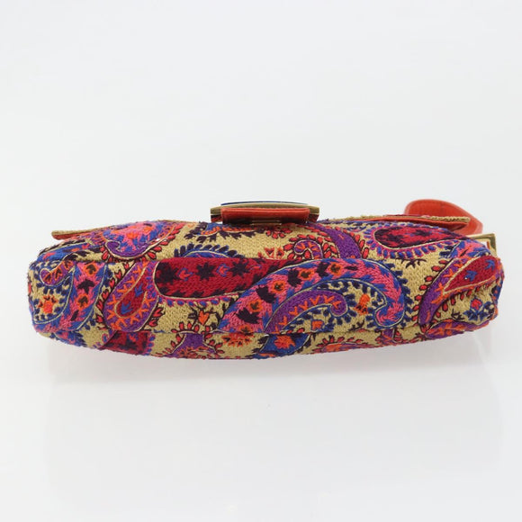 FENDI Mamma Baguette Shoulder Bag Canvas Multicolor Gold Auth 187450SM