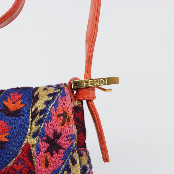 FENDI Mamma Baguette Shoulder Bag Canvas Multicolor Gold Auth 187450SM