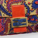FENDI Mamma Baguette Shoulder Bag Canvas Multicolor Gold Auth 187450SM-20