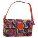 FENDI Mamma Baguette Shoulder Bag Canvas Multicolor Gold Auth 187450SM-1