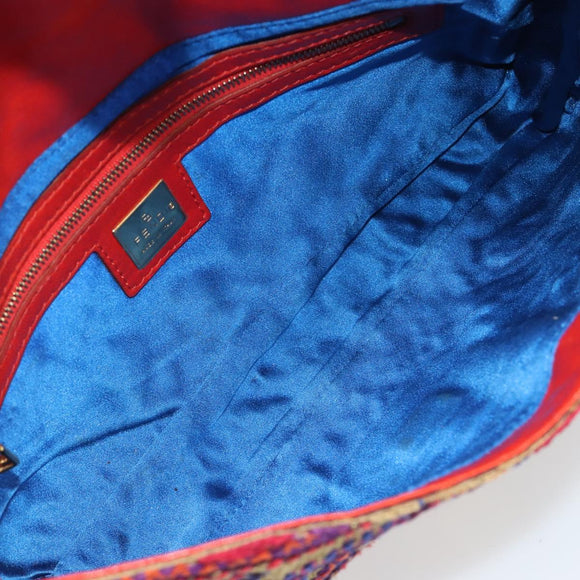 FENDI Mamma Baguette Shoulder Bag Canvas Multicolor Gold Auth 187450SM