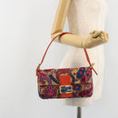 FENDI Mamma Baguette Shoulder Bag Canvas Multicolor Gold Auth 187450SM-27