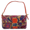 FENDI Mamma Baguette Shoulder Bag Canvas Multicolor Gold Auth 187450SM-13