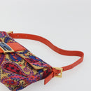 FENDI Mamma Baguette Shoulder Bag Canvas Multicolor Gold Auth 187450SM-14