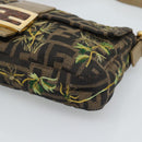 FENDI Zucca Canvas Mamma Baguette Shoulder Bag Black Gold Brown Auth 187451SM-9