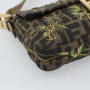 FENDI Zucca Canvas Mamma Baguette Shoulder Bag Black Gold Brown Auth 187451SM-14