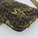 FENDI Zucca Canvas Mamma Baguette Shoulder Bag Black Gold Brown Auth 187451SM-15