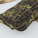 FENDI Zucca Canvas Mamma Baguette Shoulder Bag Black Gold Brown Auth 187451SM-16