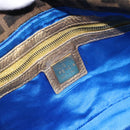 FENDI Zucca Canvas Mamma Baguette Shoulder Bag Black Gold Brown Auth 187451SM-17