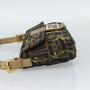 FENDI Zucca Canvas Mamma Baguette Shoulder Bag Black Gold Brown Auth 187451SM-3