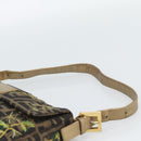 FENDI Zucca Canvas Mamma Baguette Shoulder Bag Black Gold Brown Auth 187451SM-8