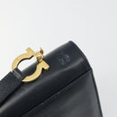 Salvatore Ferragamo Gancini Shoulder Bag Leather Navy Gold Auth 187453-10