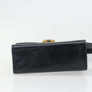 Salvatore Ferragamo Gancini Shoulder Bag Leather Navy Gold Auth 187453-11