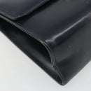 Salvatore Ferragamo Gancini Shoulder Bag Leather Navy Gold Auth 187453-13