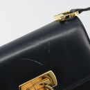 Salvatore Ferragamo Gancini Shoulder Bag Leather Navy Gold Auth 187453-17