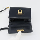 Salvatore Ferragamo Gancini Shoulder Bag Leather Navy Gold Auth 187453-19