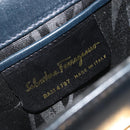 Salvatore Ferragamo Gancini Shoulder Bag Leather Navy Gold Auth 187453-20