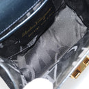 Salvatore Ferragamo Gancini Shoulder Bag Leather Navy Gold Auth 187453-21