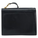 Salvatore Ferragamo Gancini Shoulder Bag Leather Navy Gold Auth 187453-3