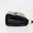 Salvatore Ferragamo Gancini Shoulder Bag Leather Navy Gold Auth 187453-4