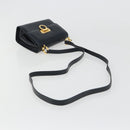 Salvatore Ferragamo Gancini Shoulder Bag Leather Navy Gold Auth 187453-8