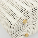 Salvatore Ferragamo Gancini Hand Bag Rattan White Gold Auth 187454V-17