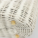 Salvatore Ferragamo Gancini Hand Bag Rattan White Gold Auth 187454V-18