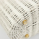 Salvatore Ferragamo Gancini Hand Bag Rattan White Gold Auth 187454V-19
